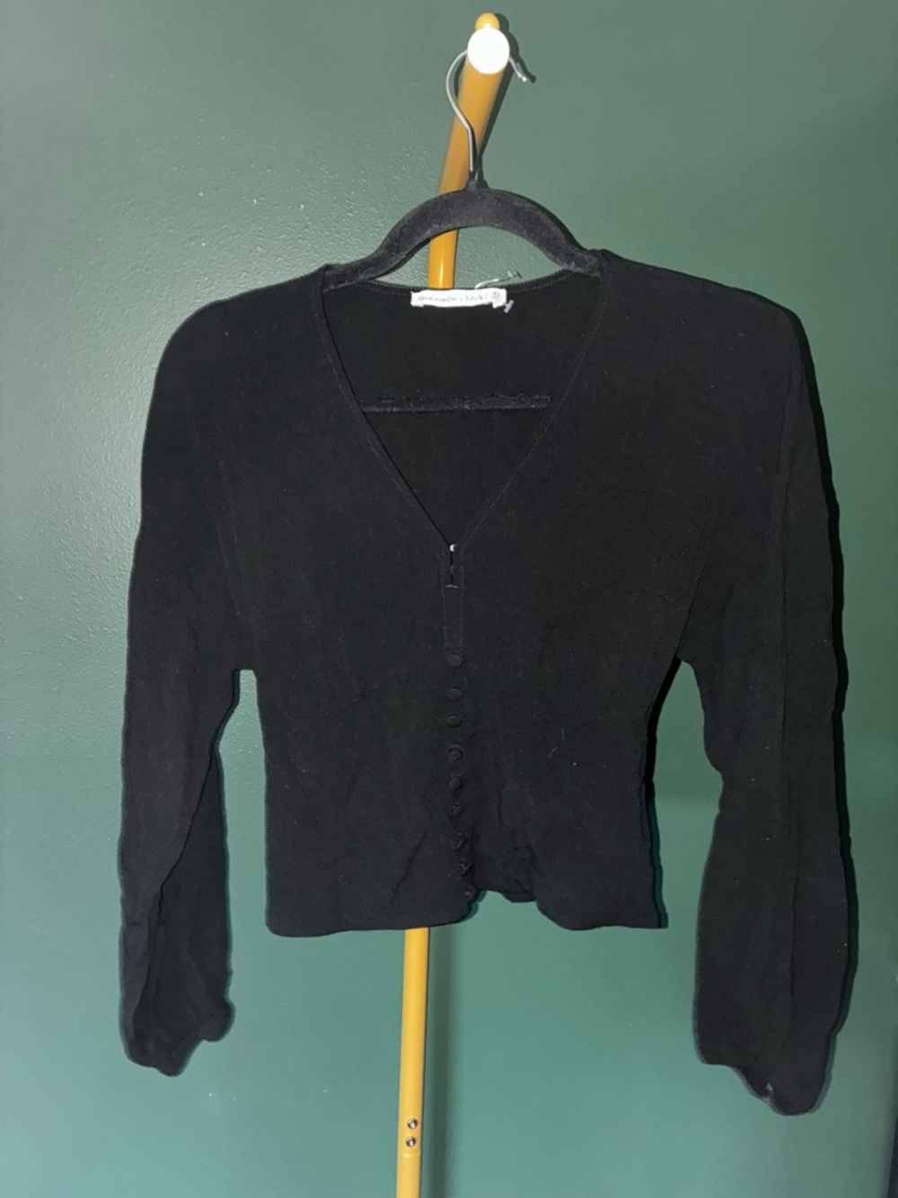 Abercrombie & Fitch Black V-Neck Button Front Sweater